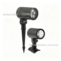 Projecteur LED d'extérieur moderne en aluminium étanche IP65, 24/60 faisceaux réglables, double fixation pour allées de villa