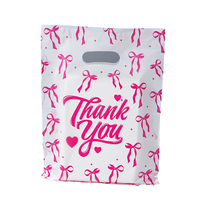 Sacs en plastique HDPE imprimés avec un nœud rose, adaptés aux commerces de détail et aux boutiques