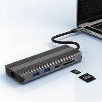 Hub USB-C 10-en-1 de haute qualité avec câble 3D 8K 120/144Hz, station d'accueil Type-C avec Ethernet et hub 3.0 alimenté
