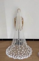 Voile de mariée QUEENS GOWN sur mesure, élégant, en dentelle florale 3D et maille, avec longue traîne pour les fêtes