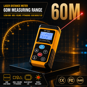 Télémètre <span class=keywords><strong>laser</strong></span> CP-60P 60m, précision ±1,5mm, avec écran LCD rétroéclairé, mesure de surface et de volume, fonction Pythagore, outil de mesure portable - Product Image 1