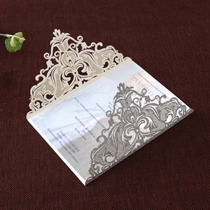 Bạc long lanh giấy lời mời đám cưới laser cắt Cảm ơn bạn thẻ gấp mời với phong bì tùy chỉnh in thiệp chúc mừng - Product Image 4
