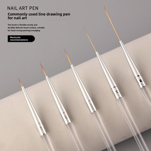 Lot de 3 stylos de nail art en nylon, pinceaux fins à manche en plastique, outils de traçage pour le design de vernis gel - Product Image 1