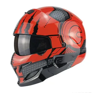 SLKEサムライブラックスコーピオンヘルメットメンズレトロコンビネーションリムーバブルハーフヘルメットフォーシーズンズモーターインディアンヘルメット