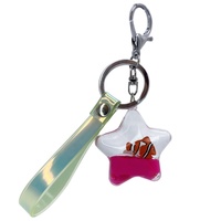 Porte-clés en acrylique délicat avec pentagramme et paillettes flottantes, accessoire en résine personnalisable, avec liquide à tonalité réglable, cadeau pour événement festif
