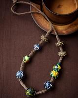 Collier ethnique bohème vintage népalais fait main Vefiery en argent et agate, perles, longueur réglable, léger, cadeau