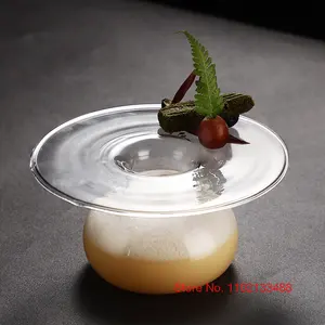 Plato platillo volador japonés creativo, vaso de cóctel Molecular, platos de vidrio para restaurante, Hotel, plato de vidrio