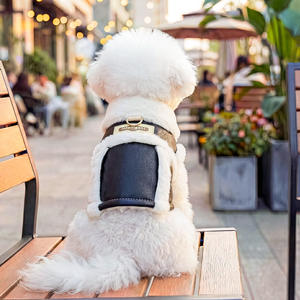 เสื้อผ้าสุนัขสุดหรู เสื้อโค้ทหนังเทียมสำหรับสุนัข แต่งขอบขนเทียม เสื้อแจ็คเก็ตสำหรับสัตว์เลี้ยงฤดูหนาวที่ให้ความอบอุ่น พร้อมห่วงรัดสายรัดอก สำหรับสุนัขพันธุ์เล็ก - Product Image 3