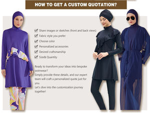 2025 Burkini Femme le <span class=keywords><strong>plus</strong></span> populaire maillots de bain modestes pour femmes Service OEM ensemble de 3 pièces comprenant un pantalon Burkini pour la natation musulmane - Product Image 5