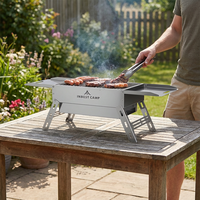 Fabricant de grills de barbecue d'extérieur pour le marché européen, grill de table au charbon de bois pliable en acier inoxydable, service OEM