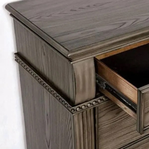 DB Modern Satin Knickel Knobs and Pulls Mesita de noche de panel de madera maciza en color gris para dormitorio u hogar para uso en apartamentos - Product Image 3