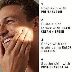 <span class=keywords><strong>Kit</strong></span> de <span class=keywords><strong>rasage</strong></span> personnalisé GMP pour hommes, huile pré-<span class=keywords><strong>rasage</strong></span> hydratante, crème après-<span class=keywords><strong>rasage</strong></span>, baume après-<span class=keywords><strong>rasage</strong></span> au beurre de karité, aide à prévenir les boutons de <span class=keywords><strong>rasage</strong></span> - Product Image 3