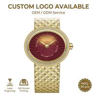 Montre Habillée MISSFOX de Luxe pour Femme en Acier Inoxydable Doré à Cadran Analogique à Quartz pour Affaires