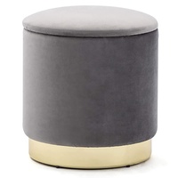 Ronde Boîte De Rangement De Velours Pouf Pouf Siège Chaise Salon Tabouret Chambre Dressing Tabouret Avec Or Placage Base