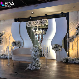 LEDA New Arrival Modern Classic Stage Decorations White Acrylic LED Large Hanging Flower <b>Runner</b> Backdrop - Product Image 3