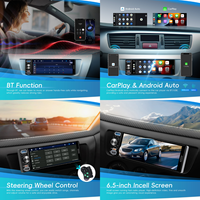 Autoradio Podofo 1 Din, autoradio de voiture, lecteur MP5 de voiture 6,5 pouces, écran tactile HD Incell, CarPlay et Android Auto sans fil, BT/Type-C