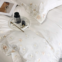 Parure de lit de luxe en coton brodé à motif floral, vente en gros d'usine, comprenant draps et housses de couette