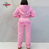 Ensemble de vêtements pour femmes de haute qualité, sweat-shirt à capuche zippé et pantalon de survêtement, ensemble de survêtement deux pièces avec impression personnalisée