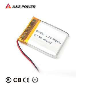 Li-ion rechargeable 603040 battery <span class=keywords><strong>3</strong></span>,7 V Lipo battery battery 750 mAh with KC/UL1642 certification for alarm system - Product Image 2