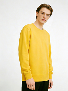 Men's <b>Green</b> Crew Neck Knitted Cotton Sweatshirt Regular Fit Solid Color Casual Pullover Autumn Wear - Product Image 1