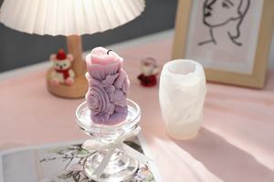 3Dローズラップピラーシリコンキャンドルモールドプレミアムフードグレードフルブルームローズソイワックスアロマセラピー香り付きキャンドル作成モールド - Product Image 4