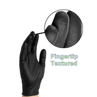 Gants en nitrile noirs jetables 3 mil avec bouts des doigts texturés pour la cuisine, la préparation alimentaire, l'entretien ménager, imperméables et résistants à l'huile