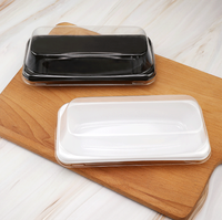 Vente en gros de boîtes à gâteaux jetables en plastique avec couvercle anti-buée, emballages rectangulaires pour hot-dogs et snacks alimentaires de couleur blanche
