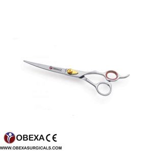 Ciseaux de coiffure professionnels de haute qualité, en acier inoxydable japonais J2, courbés, avec vis réglable, finition miroir, lame tranchante - Product Image 1