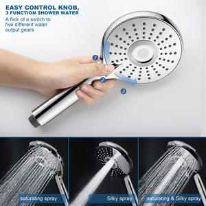 Juego de ducha con cabezal de ducha tipo lluvia y función de masaje con rociador de mano, cromado, para baños - Product Image 4