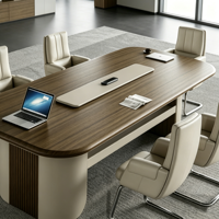 Ensemble de table et chaises de conférence modernes pour 6 à 8 personnes, table de réunion de bureau en bois rectangulaire, mobilier de salle de conférence