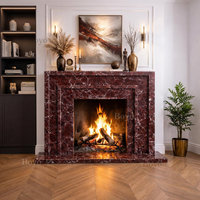 Contour de cheminée en marbre Rosso Levanto, design moderne en pierre naturelle, style nordique
