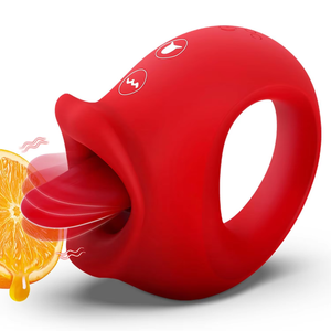 Vibrateur clitoridien rouge, stimulateur de langue, anneau vibrant pour femmes, jouet sexuel pour adultes - Product Image 6