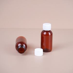 Chất lượng cao 100ml Pet hổ phách dược phẩm xi-rô lỏng chai nhựa ho Syrup chai với nắp Chống Trộm - Product Image 4