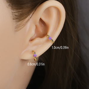 Anneau de nez, <span class=keywords><strong>piercing</strong></span> de septum et boucles d'oreilles en zircon 18G de 8mm/10mm pour femme, en acier inoxydable chirurgical 316L doré, cadeau de mariage - Product Image 6