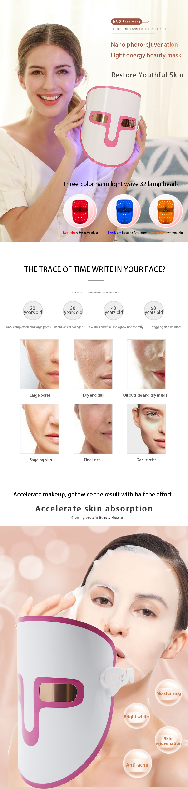Hot Sell New Custom Electrical Oxygen Anti Aging Skin Care Facial Near-Infrared Led Light Face Mask