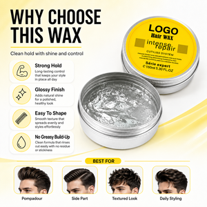 OEM ODM Clear Glossy Hair <b>Wax</b> Strong Hold For Men Styling Pompadour Side Part And Textured Looks 150ml - Product Image 3