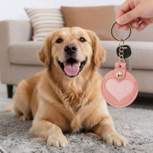 Pet Hair Storage Keychains PU Leather Heart Print Pet Fur Keepsake Keychain Cute Charm for Pet Lovers - Product Image 2