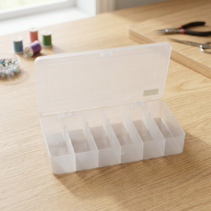 DK-627 6 Compartment Storage <b>Box</b> | Clear Plastic Embroidery floss Storage <b>Box</b> Organizing Case for <b>Small</b> Items Desk Organizer - Product Image 2