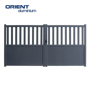 Puertas de seguridad de aluminio, puerta corredera, diseño de puerta de tubería de hierro, puertas oscilantes con motor eléctrico