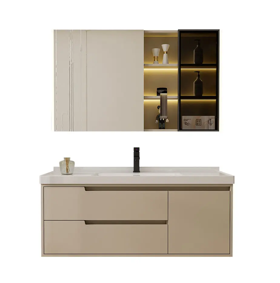 Suitable for hotel apartment villas modern bathroom dressing cabinet set sink Unique waterproof finished bathroom cabinet