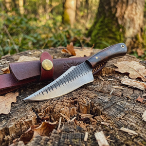 Couteau à Décortiquer Industriel Fait Main UMAR FAROOQ en Acier Carbone avec Manche en Bois, Couteau de Camping OEM |   Lame fixe - Product Image 2
