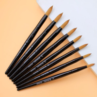 Fournisseur d'outils pour ongles Marque privée Paillettes noires brillantes Manche Kolinsky Brosse à ongles en acrylique Vente en gros Pinceaux à ongles en acrylique OEM
