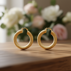 Orecchini a cerchio dorati per donna, in lega di zinco placcata oro, gioielli alla moda, orecchini di tendenza, diametro 30 mm - Product Image 2