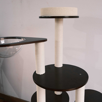 Arbre à chat 6 niveaux en bois massif avec maisonnette d'escalade, hauteur réglable, design du sol au plafond