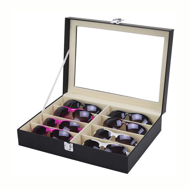 Wholesale Eco-Friendly Multifunctional Display Case Rectangle PU Leather Sunglasses Storage Box Eyeglasses Cases & Bags