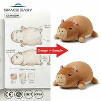 Coussin en peluche Capybara personnalisé, adorable animal en peluche avec velours cristal doux pour la décoration de chambre d'enfant et les cadeaux d'anniversaire, usine OEM ODM