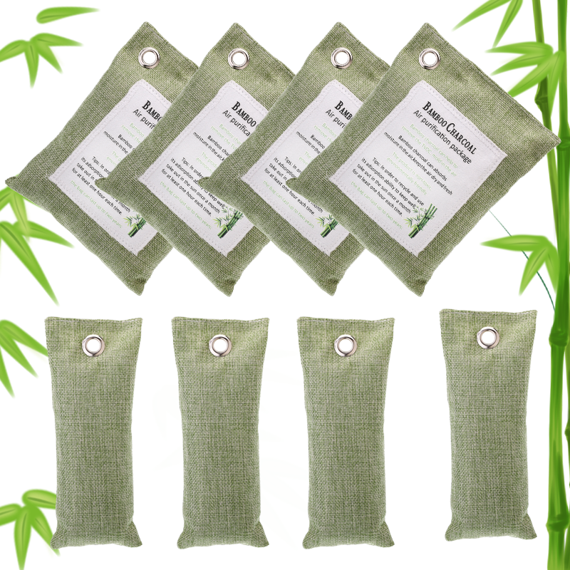 Мешки с активированным бамбуковым углем 200gx4 + 75gx4, мешки для очистки воздуха для дома, автомобиля, шкафа, обуви