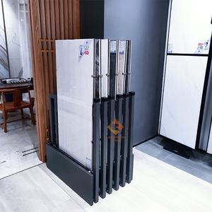 Présentoir de salle d'exposition optimal avec carreaux de céramique rotatifs coulissants Présentoir en métal au design moderne pour les expositions en magasin de détail - Product Image 5