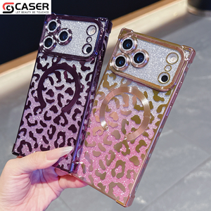 Coque de téléphone de luxe à motif léopard dégradé anti-chute à quatre coins avec protection magnétique <span class=keywords><strong>pour</strong></span> objectif <span class=keywords><strong>pour</strong></span> <span class=keywords><strong>iPhone</strong></span> 17 16 15 - Product Image 3