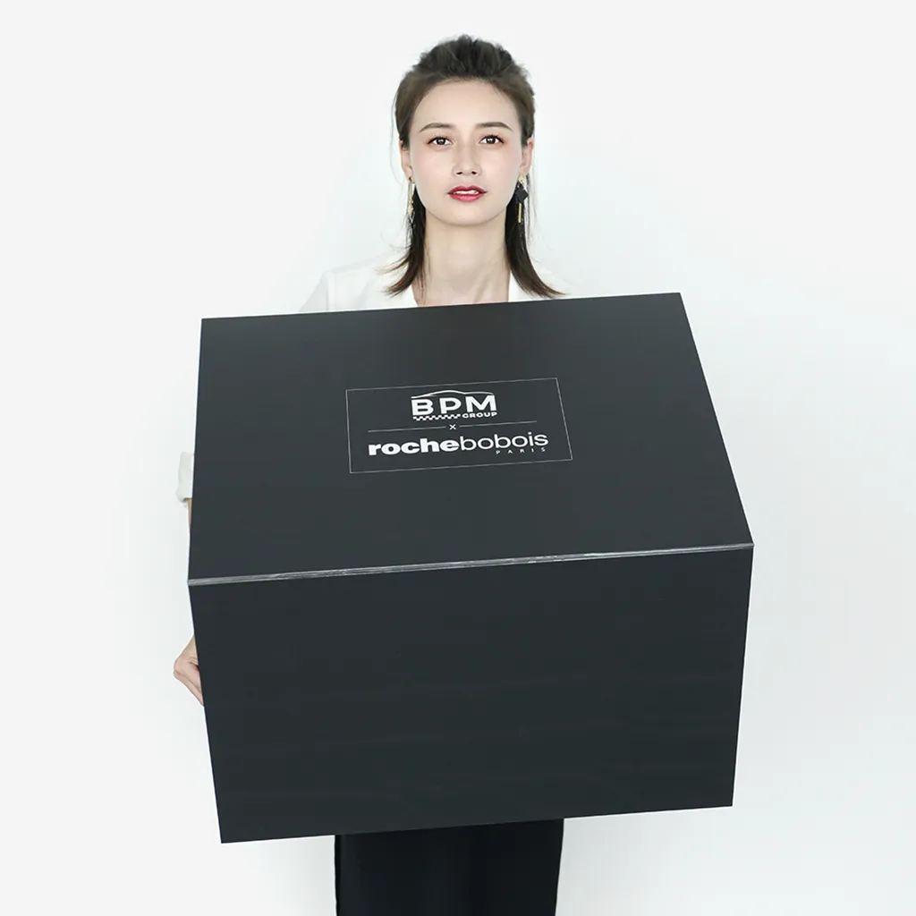 Personalizado design fosco preto grande rígido papel de papelão embalagem de presente magnética caixa dobrável para vestido de noiva